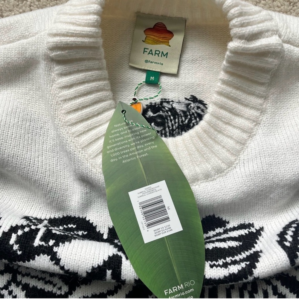 NWT Farm Rio Wool Blend Sweaterdress Black and White Floral Sweater Dress M - Picture 8 of 14
